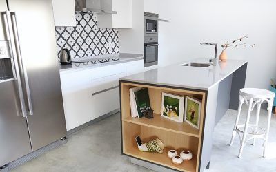 Cocina con isla y un toque industrial